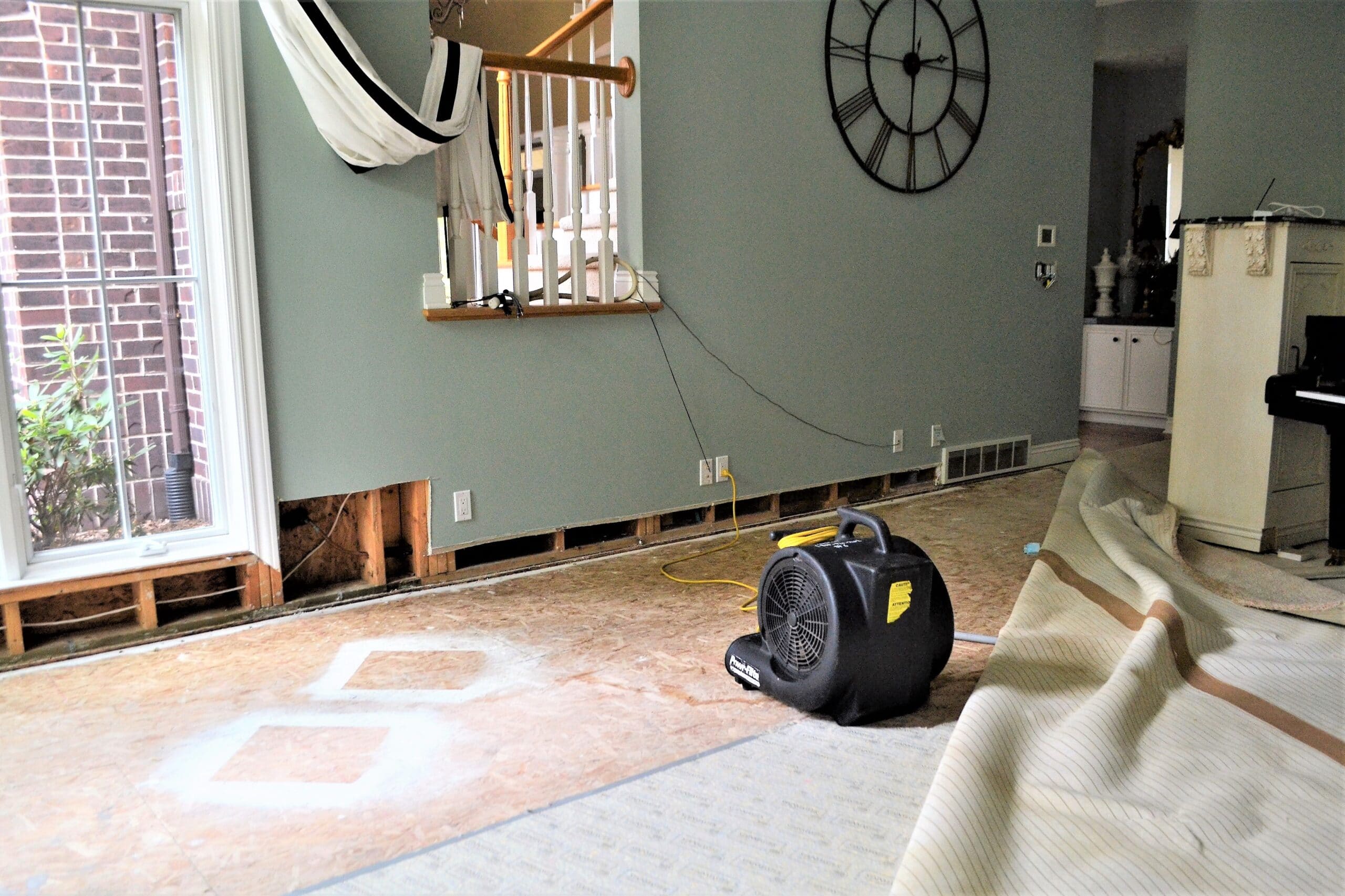 Tools and materials for water damage restoration process to repair property damage