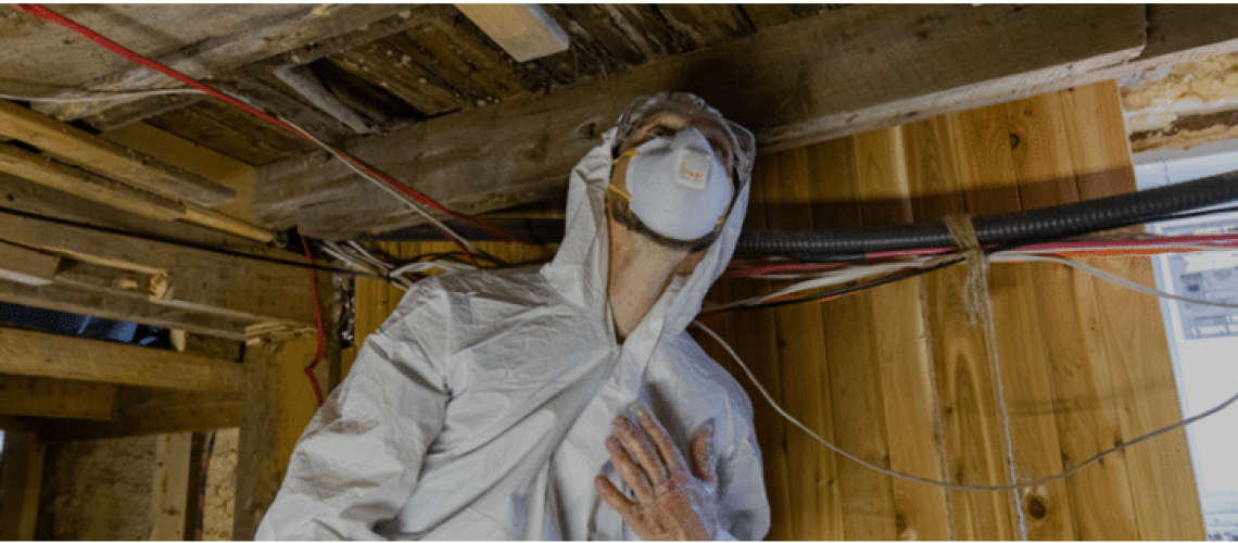 mold remediation specialist performing a mold test